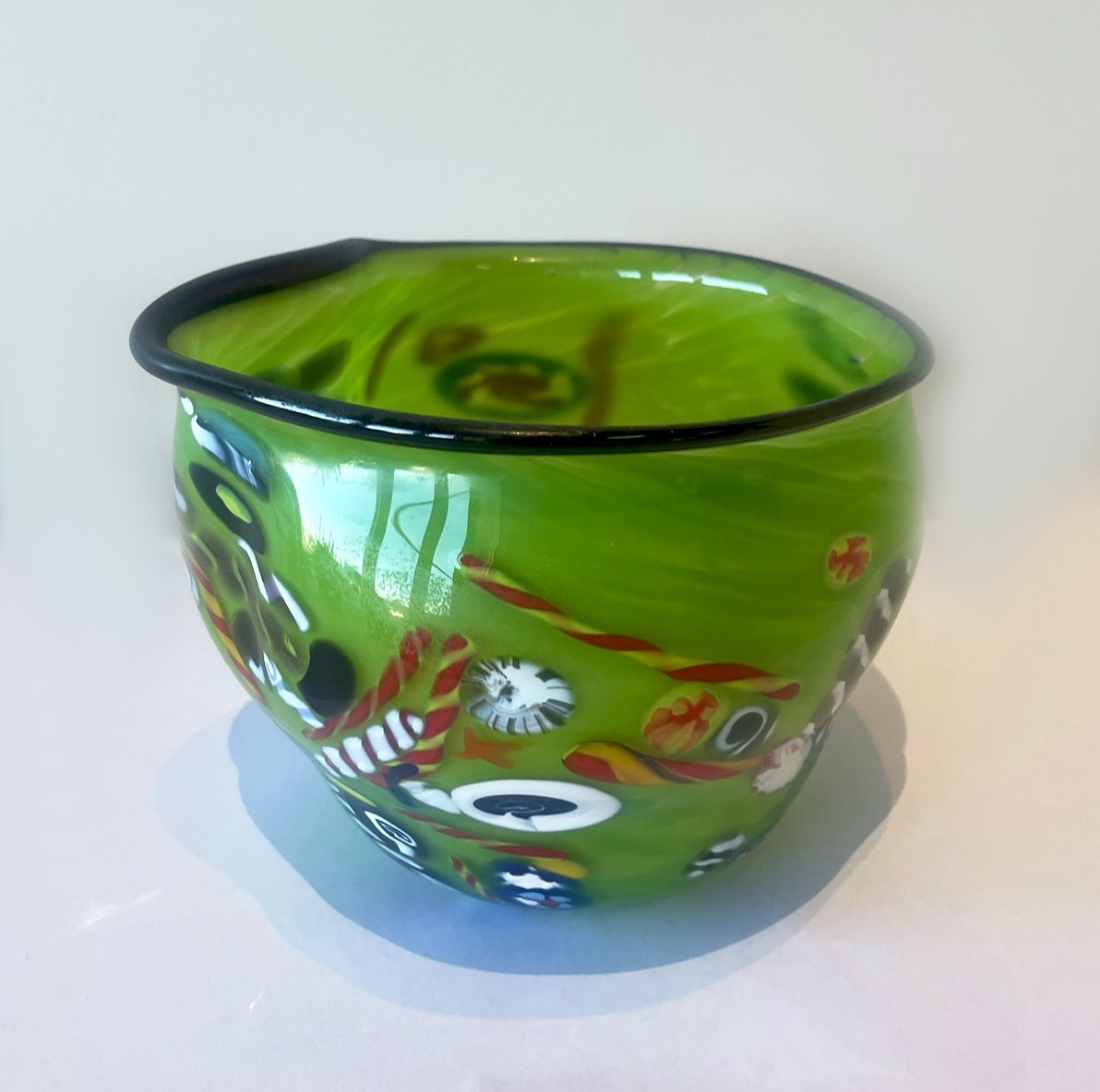 Arthur Allison Murano-Style Glass Bowl with Millefiore Signed and